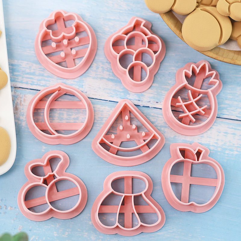 8 ชิ้น/เซ็ตการ์ตูนผลไม้ตัดคุกกี้บิสกิตแม่พิมพ์สตรอเบอร์รี่องุ่นแตงโมสับปะรดนึ่งบุญผลไม้คุกกี้แม่พิมพ์ ทําเอง ฟองดอง เครื่องมืออบ - รูปที่ 3