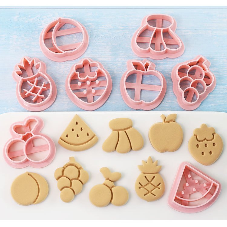 8 ชิ้น/เซ็ตการ์ตูนผลไม้ตัดคุกกี้บิสกิตแม่พิมพ์สตรอเบอร์รี่องุ่นแตงโมสับปะรดนึ่งบุญผลไม้คุกกี้แม่พิมพ์ ทําเอง ฟองดอง เครื่องมืออบ
