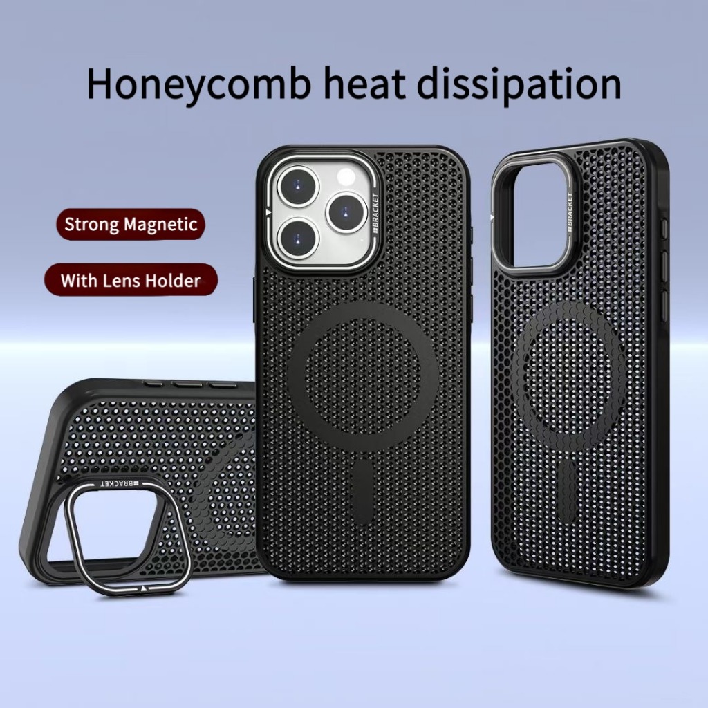ขาตั้งล่องหน Cooling Heat Dissipation Strong Magnetic เคสโทรศัพท์สําหรับ  iPhone 17 16 15 14 13 12 11 Pro Max Plus Air เคสชาร์จไร้สาย