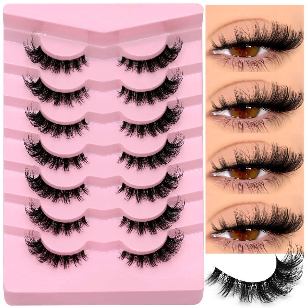 GROINNEYA Voluminous Eyelash Wispy Curled Shape Cat Eye Lashes 3D Effect หนาน้ําหนักเบาขนตา