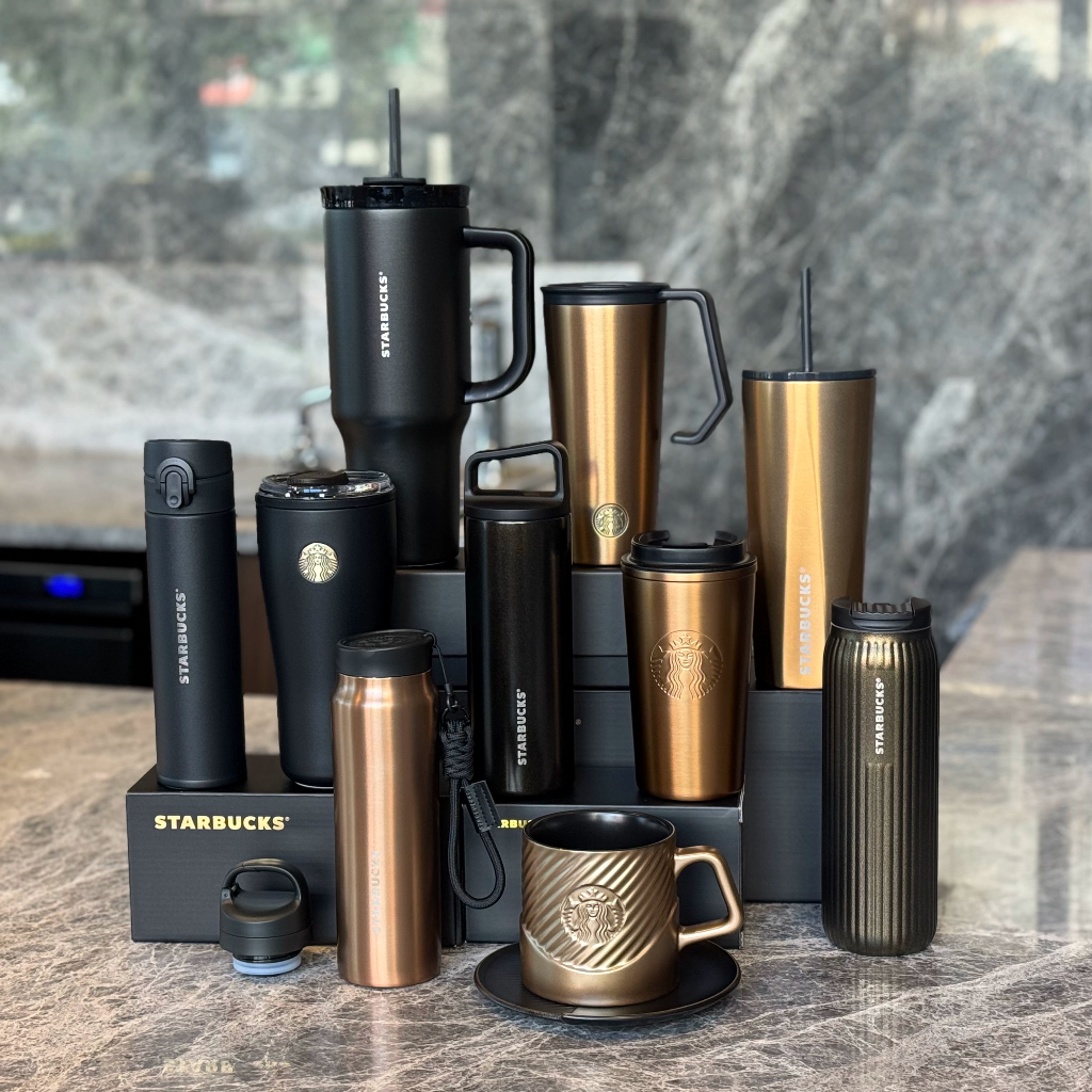 Starbucks 2025 Christmas Retro Gold Stainless Steel Thermal Travel Mug with Straw Festival Gift