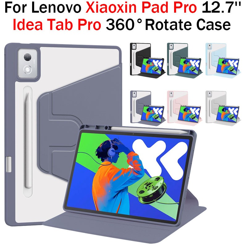 สําหรับ 2025 Lenovo Xiaoxin Pad Pro 12.7 360° เคสหมุนได้ Idea Tab Pro 12.7 TB373FU/TB375FC/TB375FB ฝ