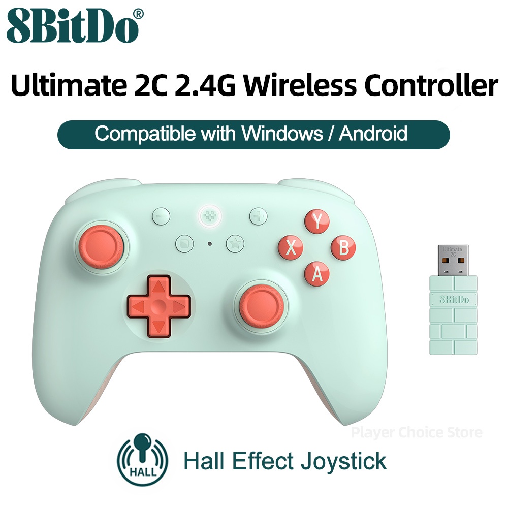 Salange 8BitDo ใหม่ Ultimate 2C คอนโทรลเลอร์เล่นเกมไร้สายสําหรับพีซี, Windows 10, 11, สํารับไอน้ํา, Raspberry Pi, Android Control Hall Effect Stick Gamepad อุปกรณ์เสริม