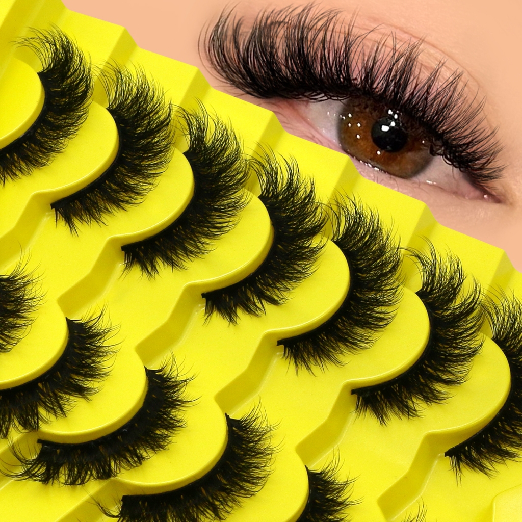 GROINNEYA Dramamatic Eyelashes Cat Eye Fanned-out Suitry Lashes Faux Mink Volume Lashes Extension