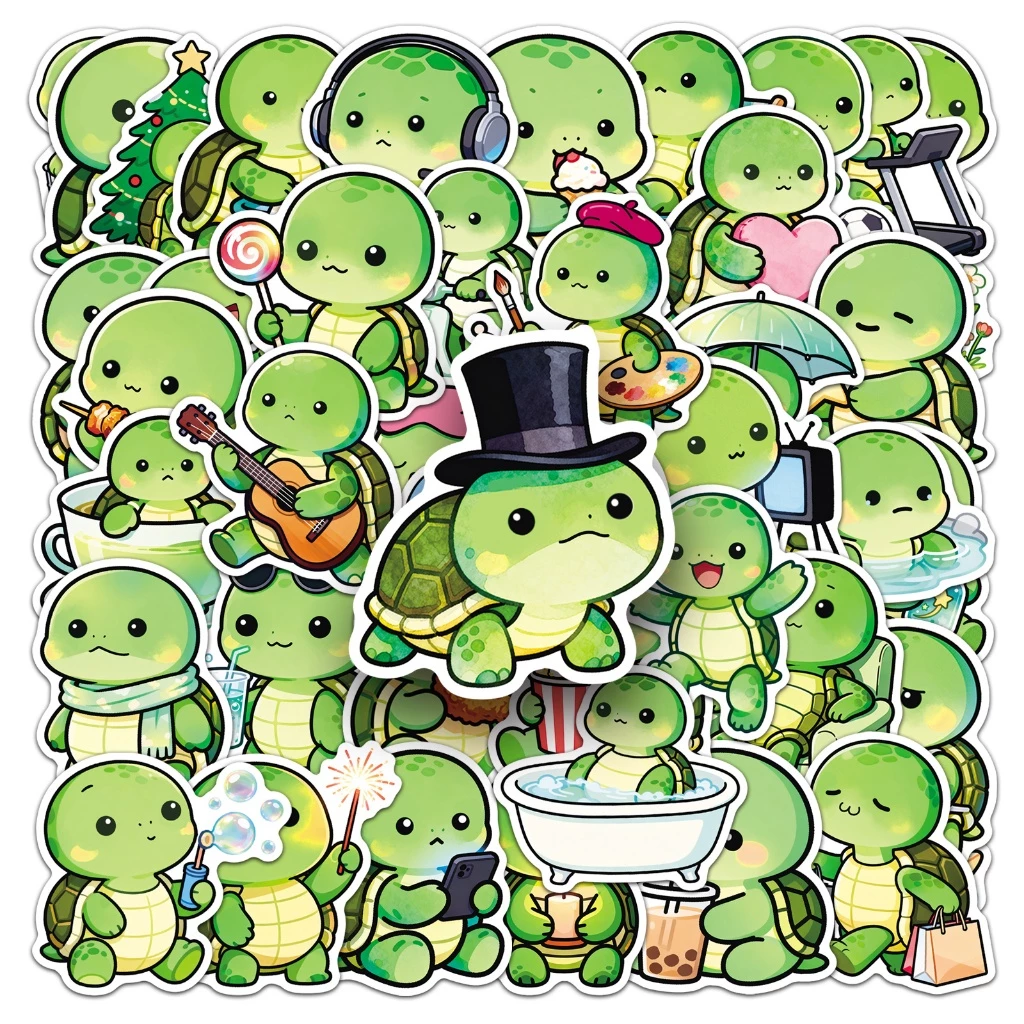 น่ารัก 50 ชิ้นการ์ตูน Bean eyed เต่าสติกเกอร์สําหรับโทรศัพท์แล็ปท็อปสมุดภาพ Art หมวกกันน็อกสติกเกอร์ Graffiti กันน้ํา DIY