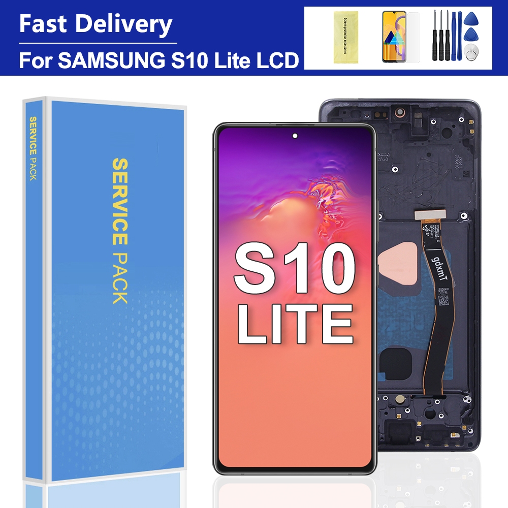 สําหรับ Samsung Galaxy S10 Lite Lcd พร้อมจอแสดงผลกรอบหน้าจอสัมผัสดิจิตอลเปลี่ยน SM-G770F, SM-G770F/D