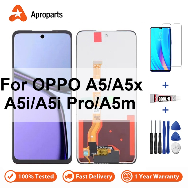 LCD สําหรับ OPPO A5 A5x 4G 5G A5i Pro A5m จอแสดงผลหน้าจอสัมผัส CPH27 CPH2735 Digitizer Assembly Replacement Parts ฟรีเครื่องมือ