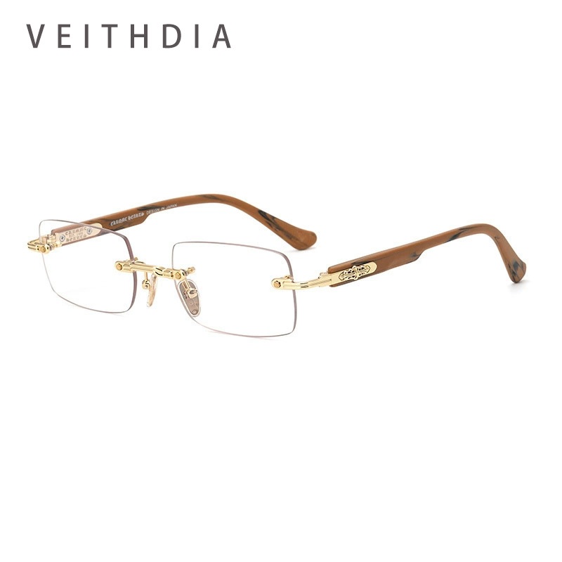 VEITHDIA แว่นตาวินเทจแบบแบนไร้ขอบสำหรับทั้งผู้ชายและผู้หญิง ดีไซน์แฟชั่น JSFQ3