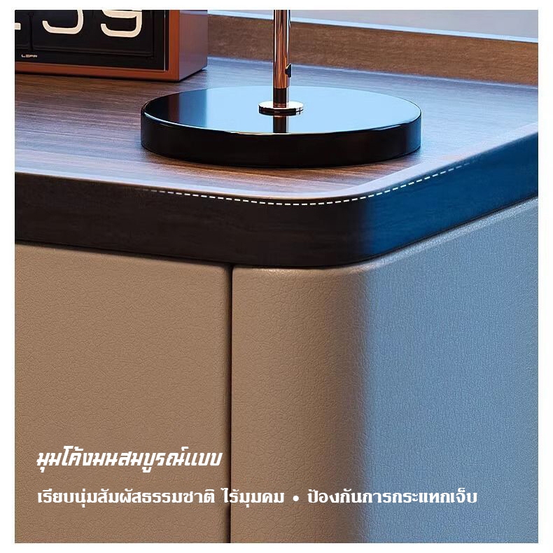 โต๊ะข้างเตียงสไตล์เรียบง่ายขนาด 50 * 40 * 50 ซม. สีขาว/สีเทาเข้มเสริมการออกแบบมุม ส่วนโค้ง ป้องกันการชนกันของ - รูปที่ 4