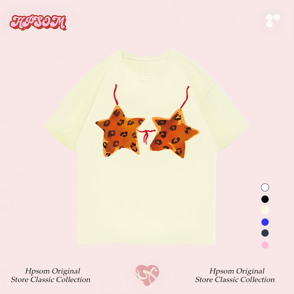 HPSOM✨เสื้อยืดผู้หญิง เสื้อ สไตล์อเมริกันวินเทจ แขนสั้น ดีไซน์โอเวอร์ไซซ์ คอกลม สวมใส่สบาย ระบายอากาศดี - รูปที่ 4