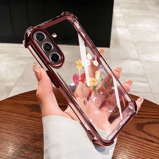 VRQR สําหรับ Samsung Galaxy A17 A37 A57 5G 4G ดอกไม้สีชมพูขนาดใหญ่ผีเสื้อโปร่งใสกันกระแทกโทรศัพท์ป้องกันกรณี