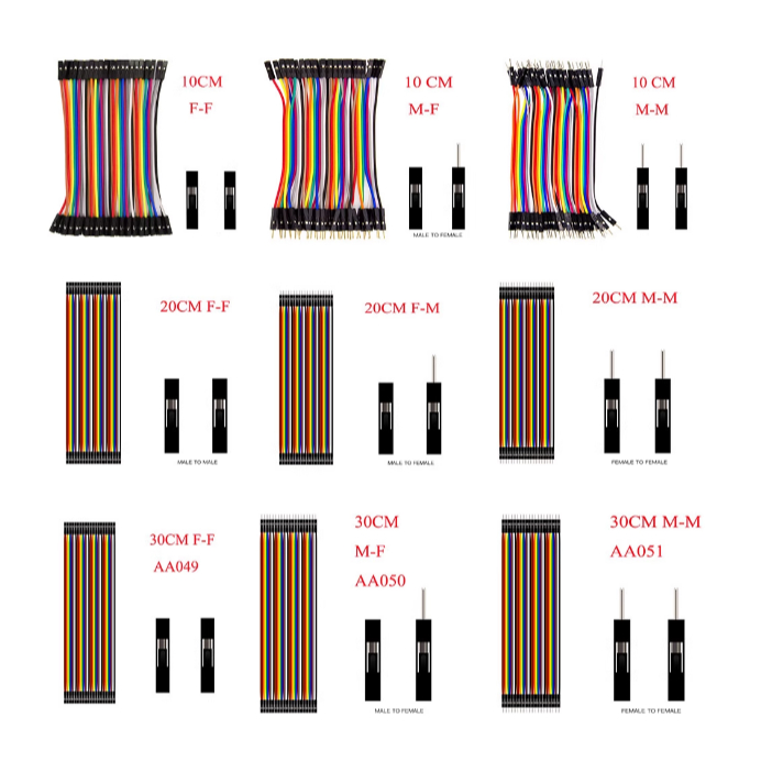 Dupont jump Wire 40 pin ชายหญิง MM FF 10 ซม.20 ซม.30 ซม.DIY การทดลอง Breadboard DuPont Wire