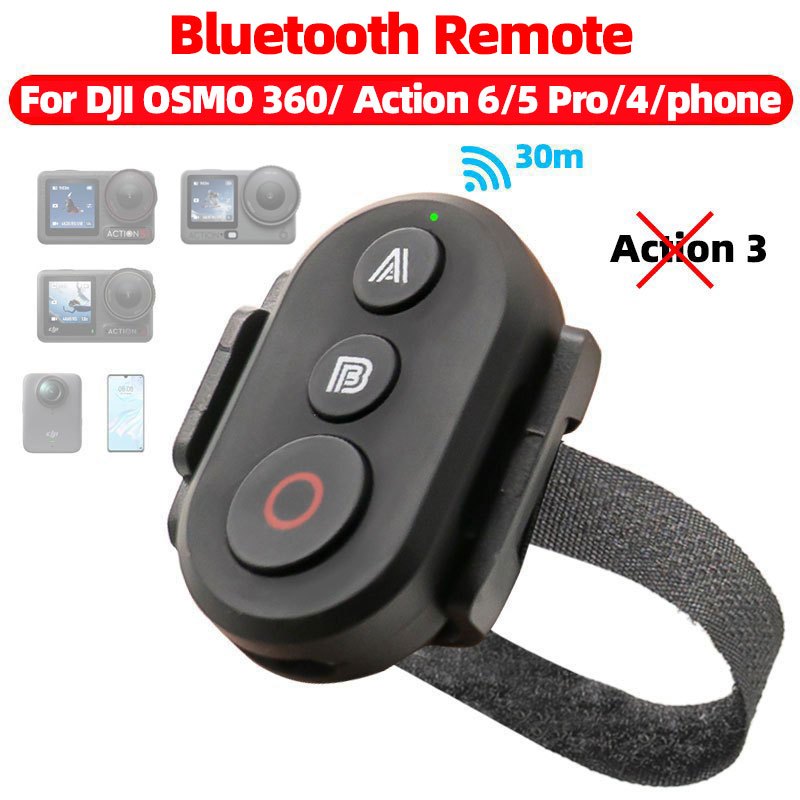 รีโมทคอนโทรลบลูทูธสำหรับ DJI OSMO 360/ Action 6/ 5 Pro/ 4 Camera, Insta360 X2,X3,X4,X5,X4 Air,GO3/3S,Ace Pro/Ace Pro 2,One R,RS GoPro 8-13 และโทรศัพท์มือถือ Remote