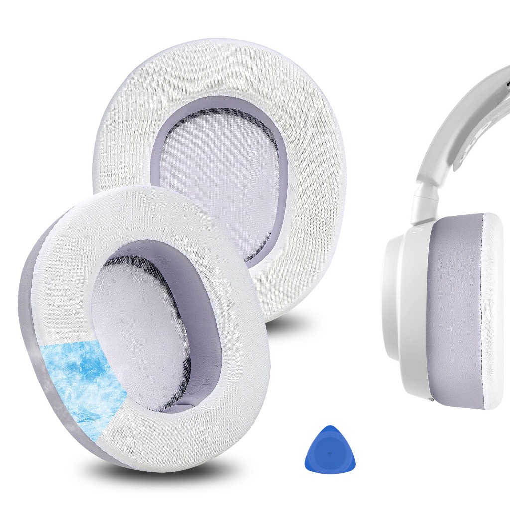Geekria แผ่นรองหูฟังทดแทนระบายความร้อน-เจลหนาพิเศษเข้ากันได้กับหูฟัง SteelSeries Arctis Nova Pro Wireless/Nova Elite (สีเทา/ขาว)