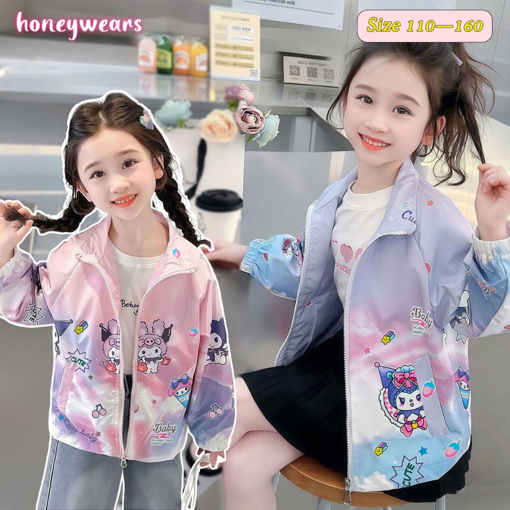 honeywears⚡พร้อมส่ง⚡เสื้อแจ็กเก็ตเด็ก เสื้อคลุมแขนยาวเก็ตเด็กผู้หญิงแฟชั่น ยอดนิยม แมทช์ง่าย นุ่ม สบาย กันหนาวดี แฟชั่นฤดูใบไม้ผลิและฤดูใบไม้ร่วง ไซส์ 110-160