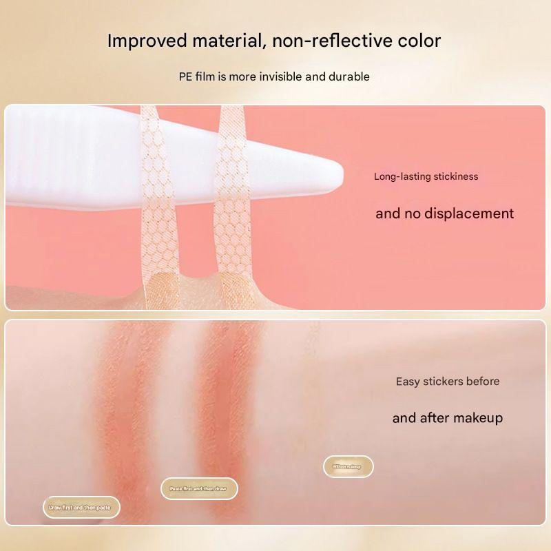 สติกเกอร์ตาสองชั้นที่มองไม่เห็น Natrual Eyelid Tape Breathable Eyelid Strips กันน้ํา 200PCs ธรรมชาติไม่มีรอยต่อ Sticky Lace Eyelid เทปสติกเกอร์เหงื่อ Breathable Eye เทป - รูปที่ 2