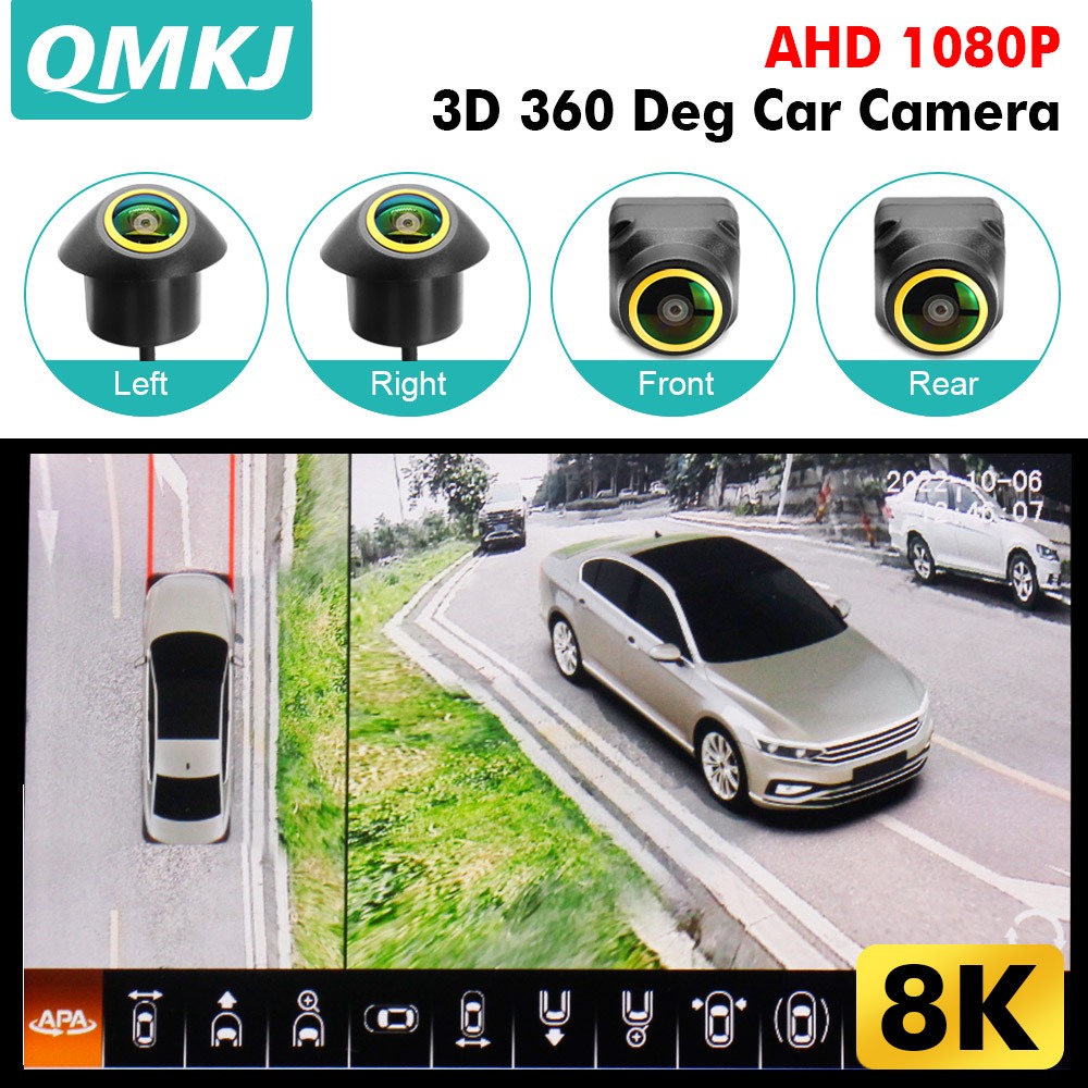 360° กล้องพาโนรามา AHD1080P HD ด้านหลัง / ด้านหน้า / ซ้าย / ขวา 360 อุปกรณ์เสริมพาโนรามาสําหรับรถยนต