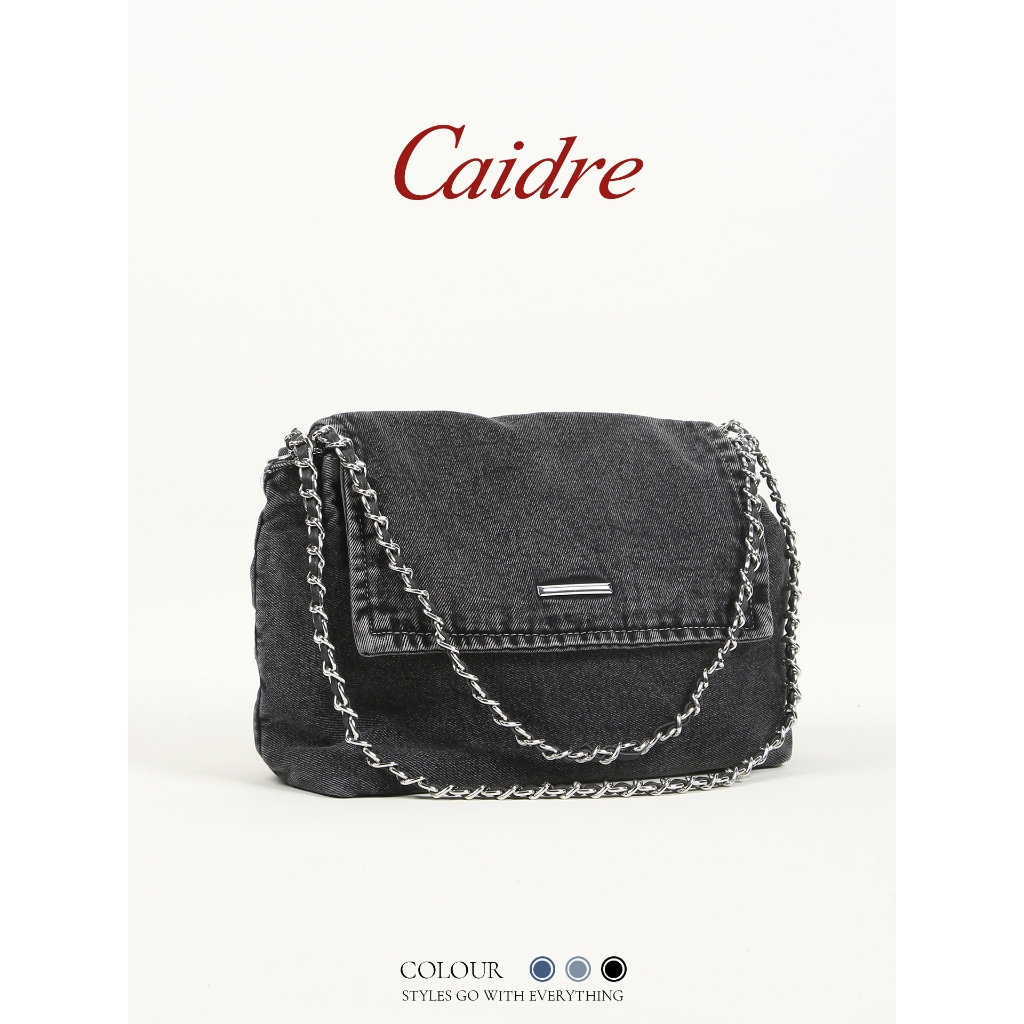 Caidre حقيبة كتف كانفاس بسلسلة