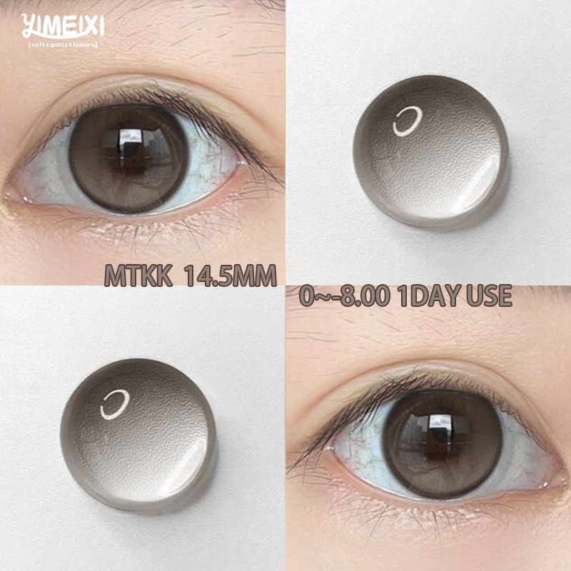 YIMEIXI คอนแทคเลนส์แบบใช้แล้วทิ้งรายวัน 2 ชิ้นเกรด 14.5 มม.สีน้ําตาลเลนส์ธรรมชาติ Safe WT 40%
