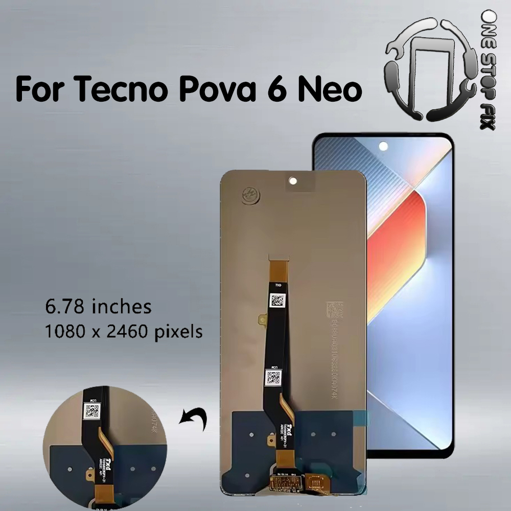 สําหรับ Tecno Pova 6 Neo จอแสดงผล LCD touch screen Digitizer Assembly สําหรับ Tecno Pova 6 Neo Li6 จ