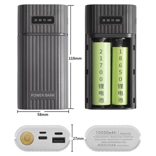 2-Slot 21700/18650 Power Bank Case Solder-Free PD Multi-Protocol QC3.0 Fast Charging กล่องแบตเตอรี่