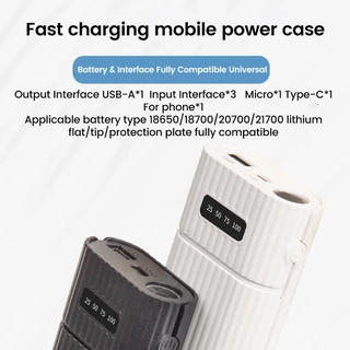 2-Slot 21700/18650 Power Bank Case Solder-Free PD Multi-Protocol QC3.0 Fast Charging กล่องแบตเตอรี่