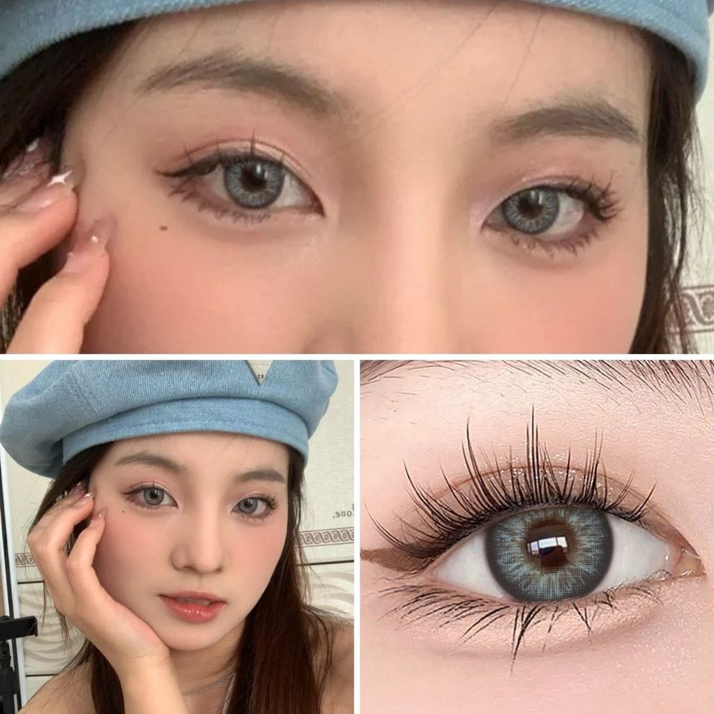 𝐔𝐘𝐀𝐀𝐈 𝐱 𝐅𝐑𝐄𝐒𝐇𝐋𝐀𝐃𝐘  ┃Blue,Grey┃คอนแทคเลนส์สีฟ้าเทา แต่งหน้าลุคธรรมชาติในชีวิตประจำวัน เอฟเฟกต์ตาโต 2ชิ้น 14.0mm