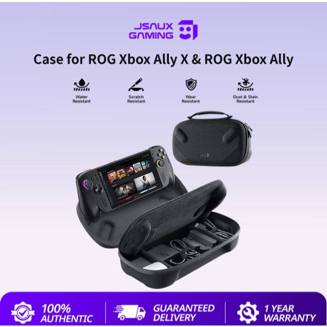 JSAUX กระเป๋าถือสําหรับ ROG Xbox Ally / ROG Xbox Ally X (2025) เปลือกแข็งป้องกัน Double-Decker, Dual Layer กระเป๋าเดินทางแบบพกพาเหมาะกับอะแดปเตอร์, Cable-BG0136