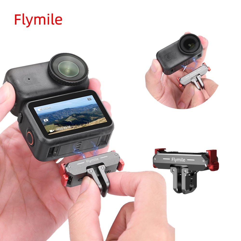 Flymile Metal Magnetic Quick-release Mount สําหรับอุปกรณ์เสริม DJI Osmo Nano/Action 6, วงเล็บขยายอะแดปเตอร์
