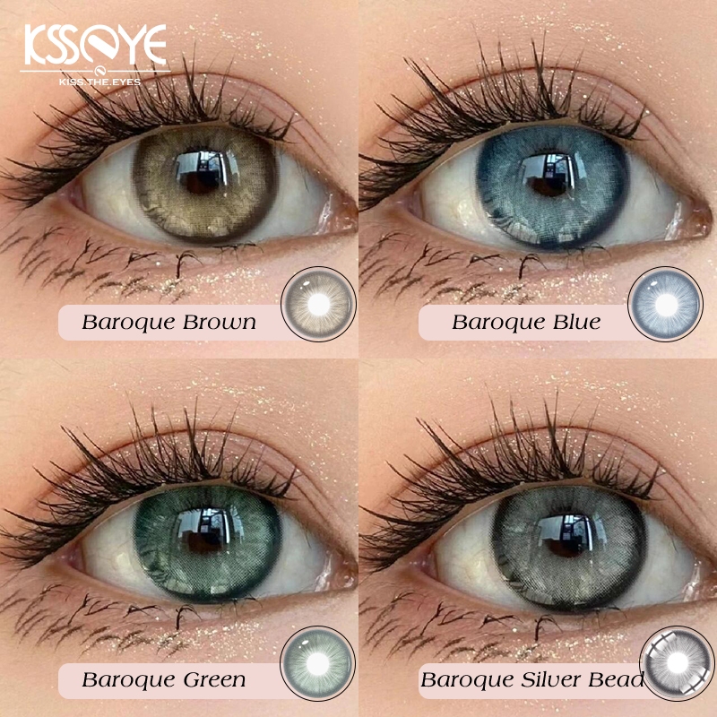KSSEYE คอนแทคเลนส์ 2 ชิ้น Baroque Series 14.2 มม.รายปีสีธรรมชาติคอนแทคเลนส์สําหรับสายตาสั้น Iris สไต