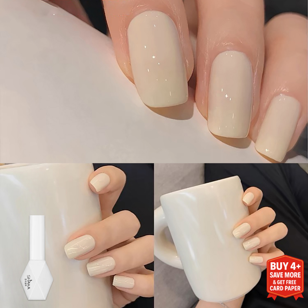 SHAKA สีทาเล็บเจลนมพุดดิ้ง สีขาวนวลหวานละมุน เพ้นท์เล็บ โทนสีขาว แบบแช่ออก ติดทนนาน UV ทำเล็บ [SK55]