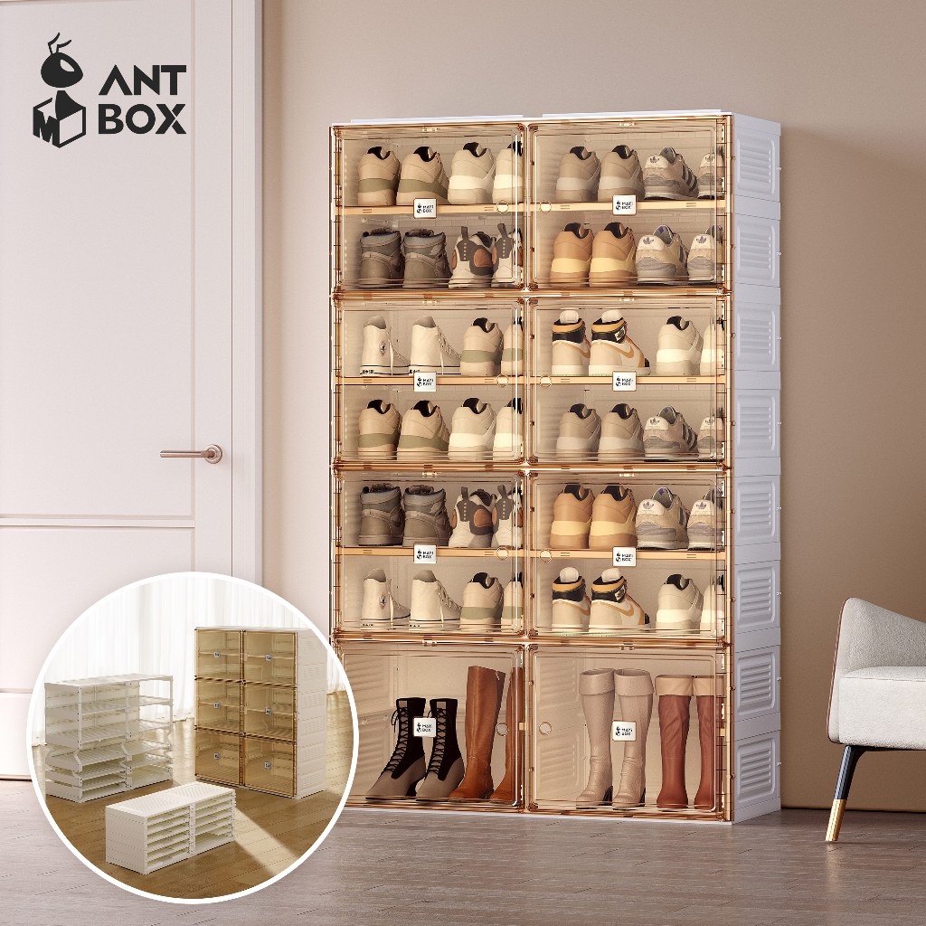 ANTBOX [พร้อมส่ง!!] ตู้รองเท้า รุ่นใส่รองเท้าบูธ 12-36 คู่ ติดตั้งง่าย พับเก็บได้ มีหลายช่องเก็บ ประ