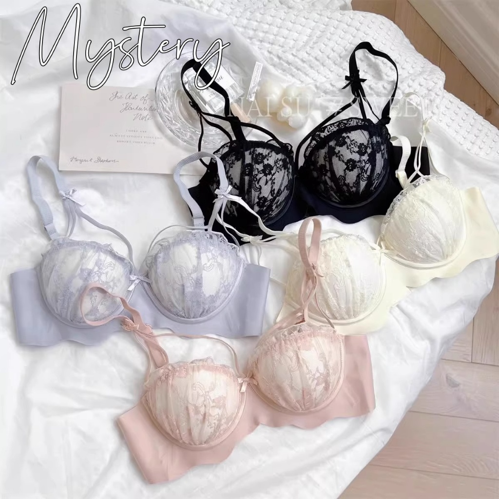 สินค้าพร้อมส่ง ชุดชั้นในเซ็กซี่ ยกทรงลูกไม้ ไม่มีโครง ป้องกันการหย่อนคล้อย เหมาะสำหรับผู้หญิง
