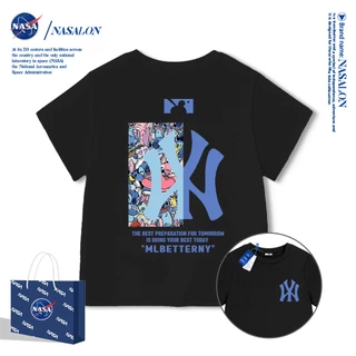 NASA เสื้อยืดเด็ก ผ้า cotton 100% ลายแบรนด์เนมสุดเท่ ทรงหลวม ระบายอากาศดี สำหรับเด็กชาย-หญิง ทรงสวมใส่สบาย