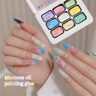 Jilradia ยาทาเล็บเจล Macaron Oil Painting มีให้เลือก 9 สี ติดทนนาน เหมาะสำหรับงานศิลปะตกแต่งเล็บแบบ 3 มิติ