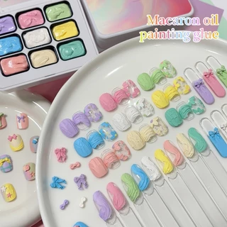 Jilradia ยาทาเล็บเจล Macaron Oil Painting มีให้เลือก 9 สี ติดทนนาน เหมาะสำหรับงานศิลปะตกแต่งเล็บแบบ 3 มิติ