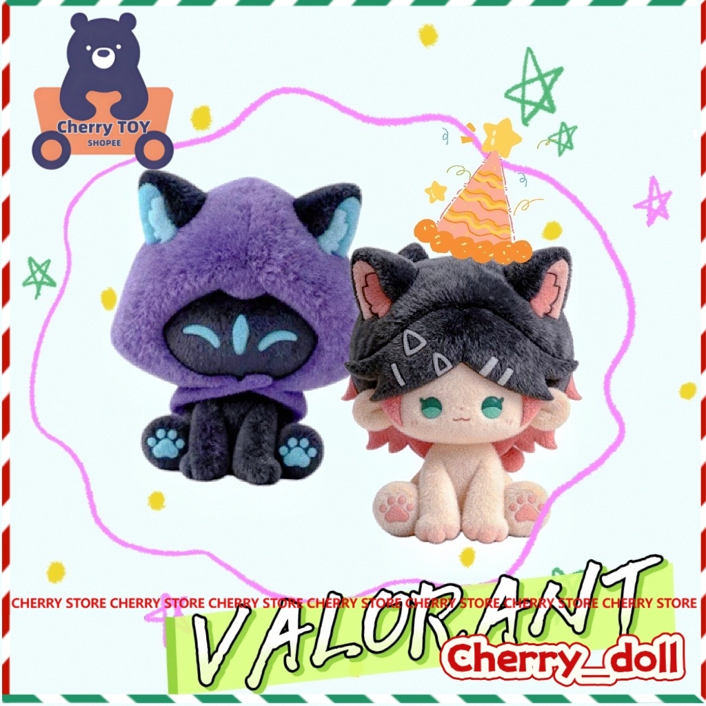 Valorant Omen แมว Clove ตุ๊กตานั่งตุ๊กตาตุ๊กตาคอสเพลย์พิมพ์ Nunu ผ้าฝ้าย Padding จี้ตุ๊กตากระเป๋าเป้