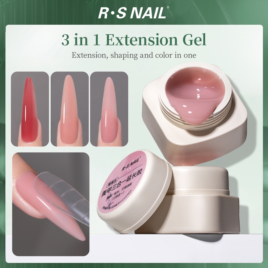 RS NAIL 3 in 1 Extension Gel Nail, Builder Gel for Nails, Poly Gel Nail Builder Salon Supplies Easy 
