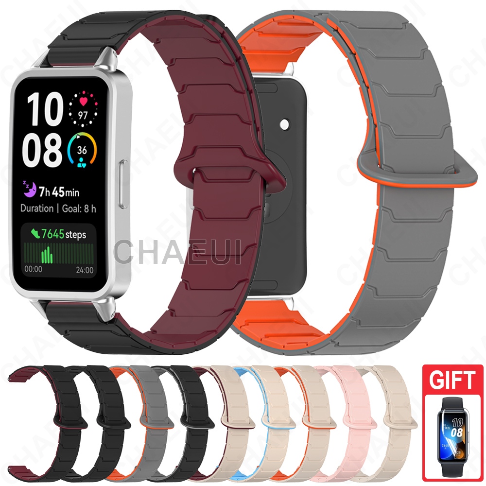 สายรัดซิลิโคนสายรัดข้อมือห่วงอุปกรณ์เสริมสร้อยข้อมือแม่เหล็กสําหรับ Huawei Band 11 Pro 10 9 8