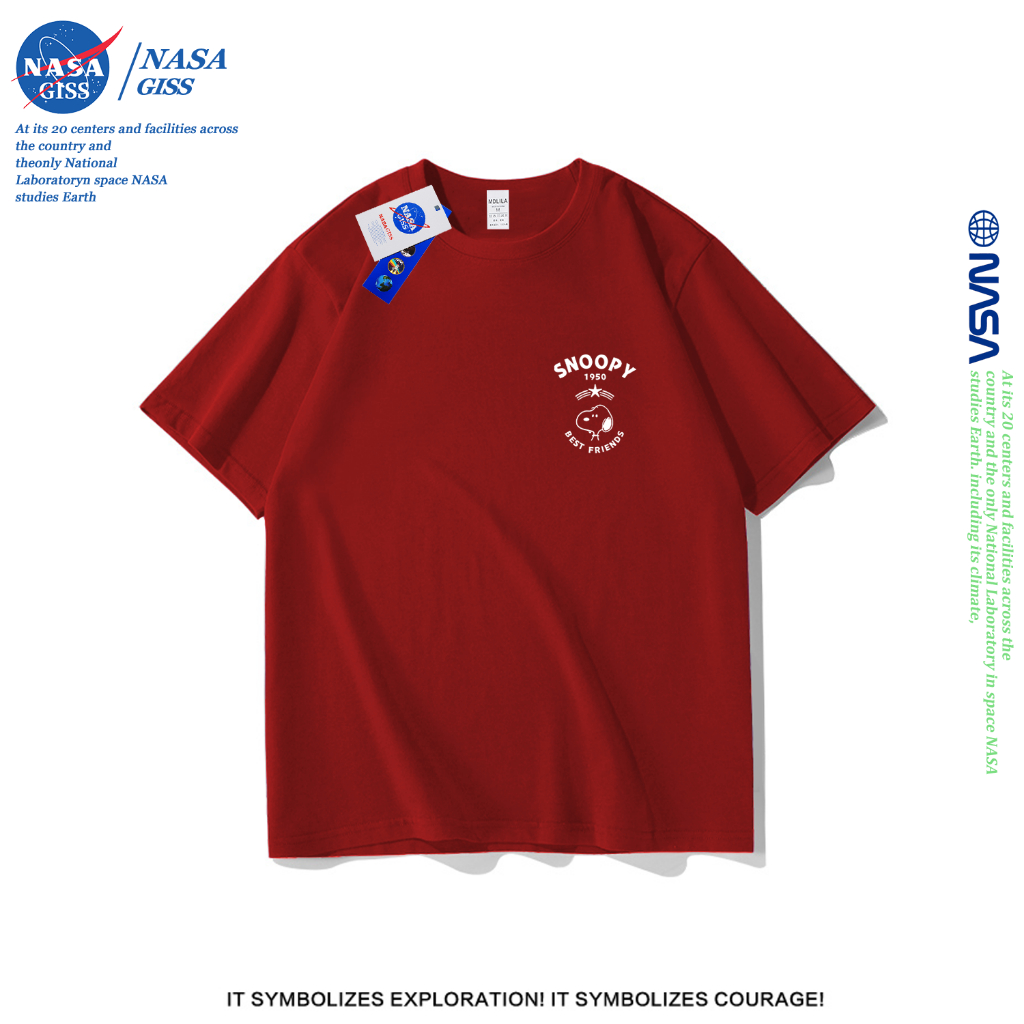 NASA เสื้อยืดชายหญิงแขนสั้น สตรีทฮิปฮอป summer SNOOPY พิมพ์ลาย คอตตอน คอกลม หลวมและระบายอากาศ - 2
