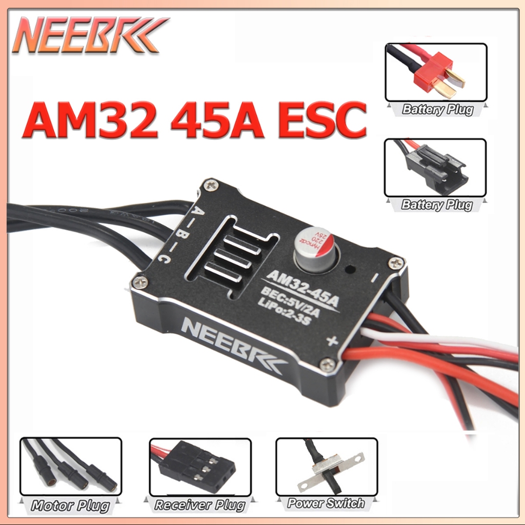 NEEBRC AM32 45A Brushless Outrunner ESC 2-3S SM3.0/T ปลั๊กสําหรับ MN82 MN99S MN168 MN78 RC รถ 1:18/1