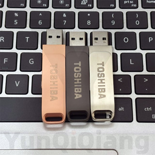โลหะ TOSHIBA หมุน Type-C & USB 2-in-1 แฟลชไดรฟ์กันน้ําและควา…