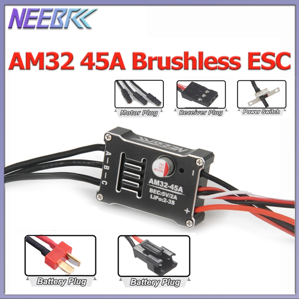 NEEBRC AM32 45A Brushless Outrunner ESC 2-3S SM3.0/T ปลั๊กสําหรับ MN82 MN99S MN168 MN78 RC รถ 1:18/1