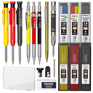 ไนซีโปร 18แพ็คช่างไม้ดินสอกล,ดินสอก่อสร้างที่มี60เติม,อัตโนม…