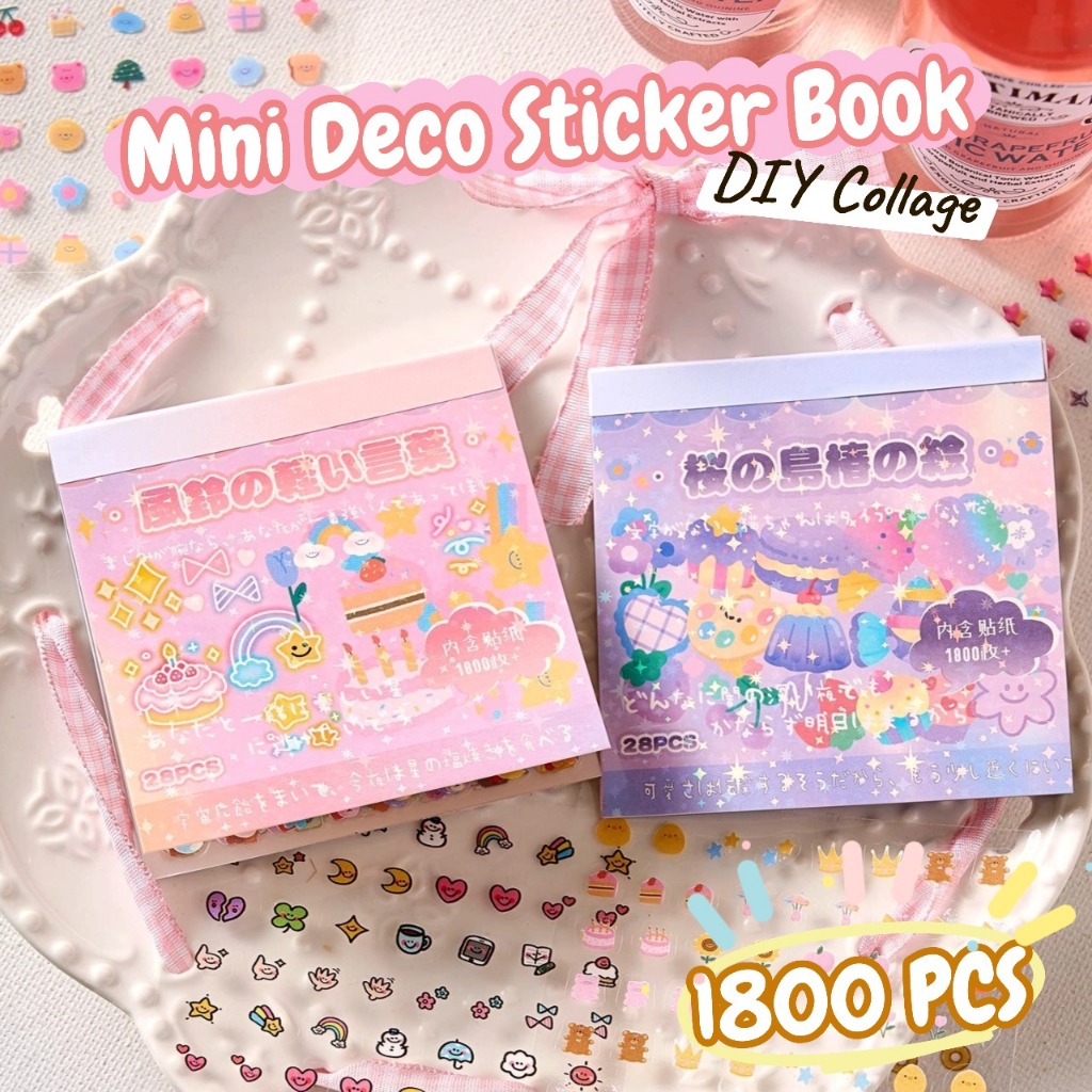 มากกว่า 1800 ชิ้น Mini Deco สติกเกอร์หนังสือ Kawaii การ์ตูน Bow Knot Emoji สติกเกอร์โทรศัพท์เล็บ Journal ตกแต่งสติกเกอร์กันน้ํา DIY Collage