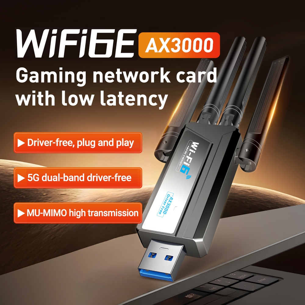 3000Mbps WiFi Dongle WiFi6E อะแดปเตอร์ USB Dual Band 2.4 Ghz/5 Ghz Driver ฟรีการ์ดเครือข่ายสําหรับ PC แล็ปท็อป