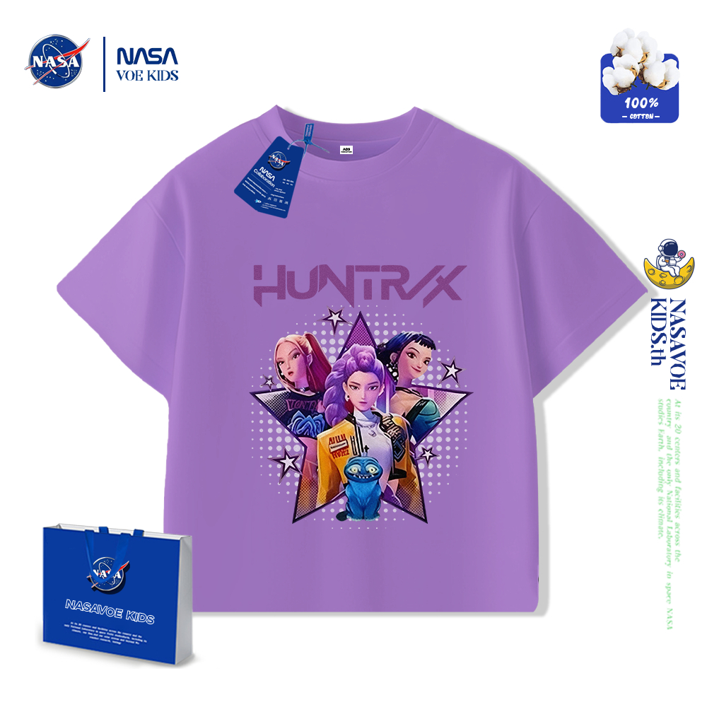 【จัดส่งด่วนใน 24 ชั่วโมง】 เสื้อยืดแขนสั้นการ์ตูนน่ารักแบบปีศาจสาว เหมาะสำหรับเด็ก aged 3-15 ปี