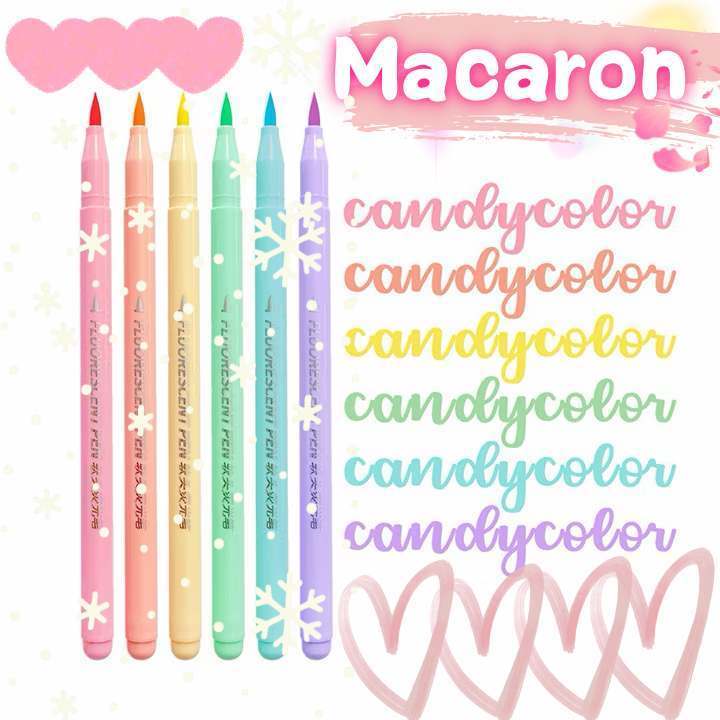 Combo 6 ชุดปากกามาร์กเกอร์ ไฮไลท์ เรืองแสง สีแคนดี้ 6 สี สําหรับตกแต่งวารสาร DIY