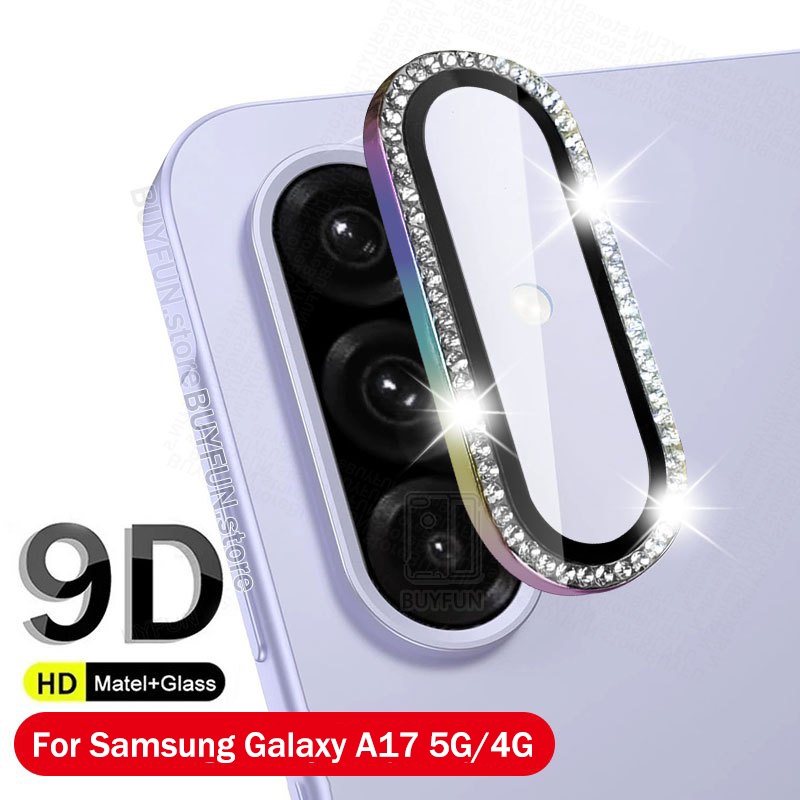 SAMSUNG สําหรับSamsung Galaxy A17 5G 4G 67 นิ้วA17 SM-A176B SamsungA17 3Dโค้งกระจกนิรภัยกล้องเลนส์Protector Matelกรอบป้องกันแหวนเพชรฝาครอบShineหมวก