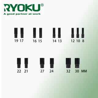 RYOKU ซ็อกเก็ตประแจผลกระทบ 15 ชิ้นชุด 1/2 ชุดเต้ารับไฟฟ้า